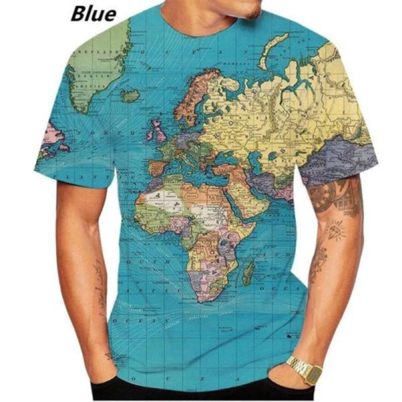 WowClassic 2023 Wereldkaart 3D Print T-shirt Heren/Dames Casual Korte Mouw Ronde Kraag T-shirt Street Personality Tees S