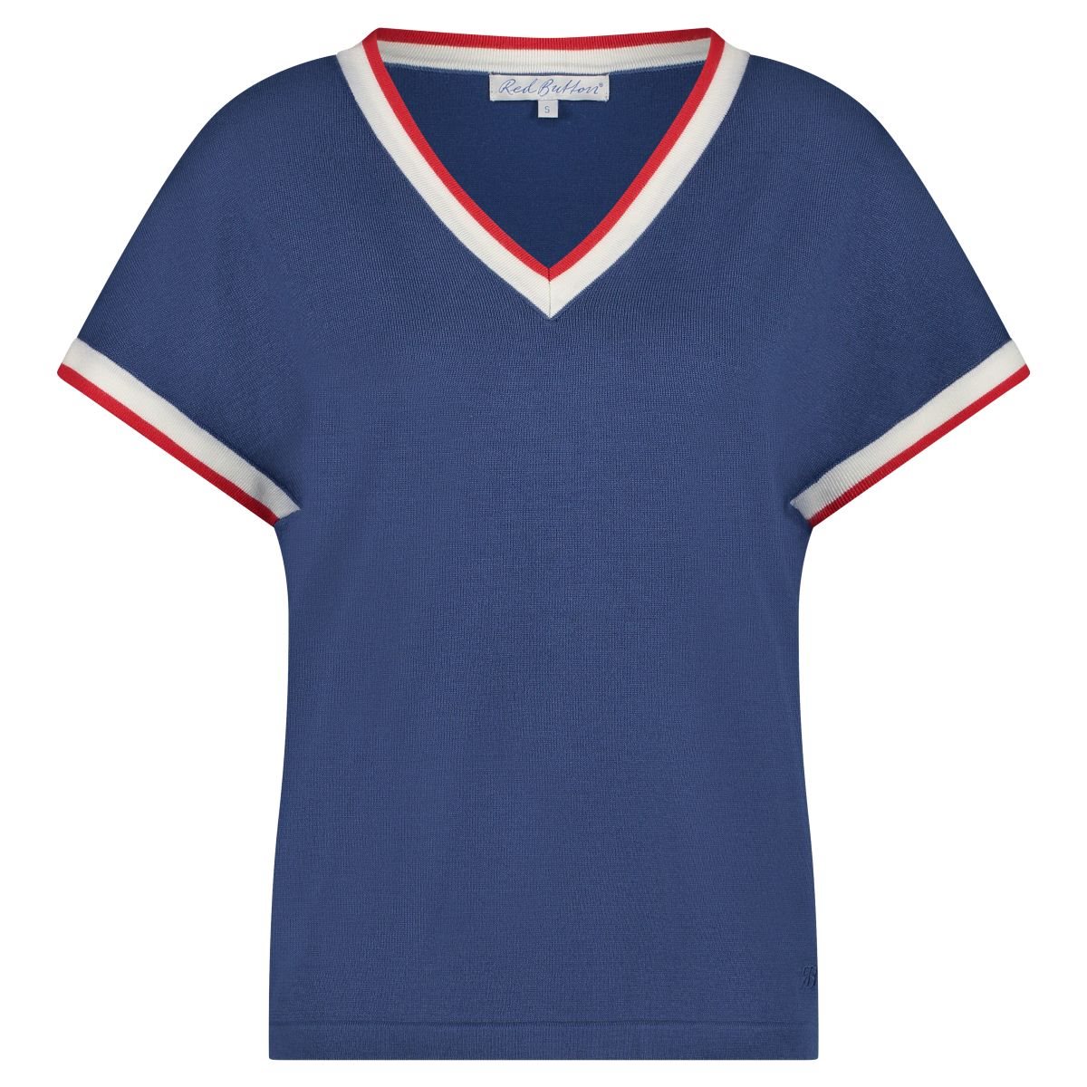 Red Button Jerry v-neck blue