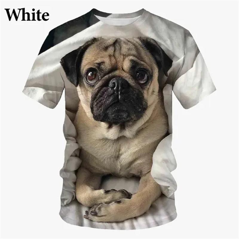 Plus Size FUGUIS Zomer schattige grappige mopshond dieren 3D print T-shirts mannen / vrouwen mode casual korte mouw harajuku stijl shirt tops streetwear 6XL