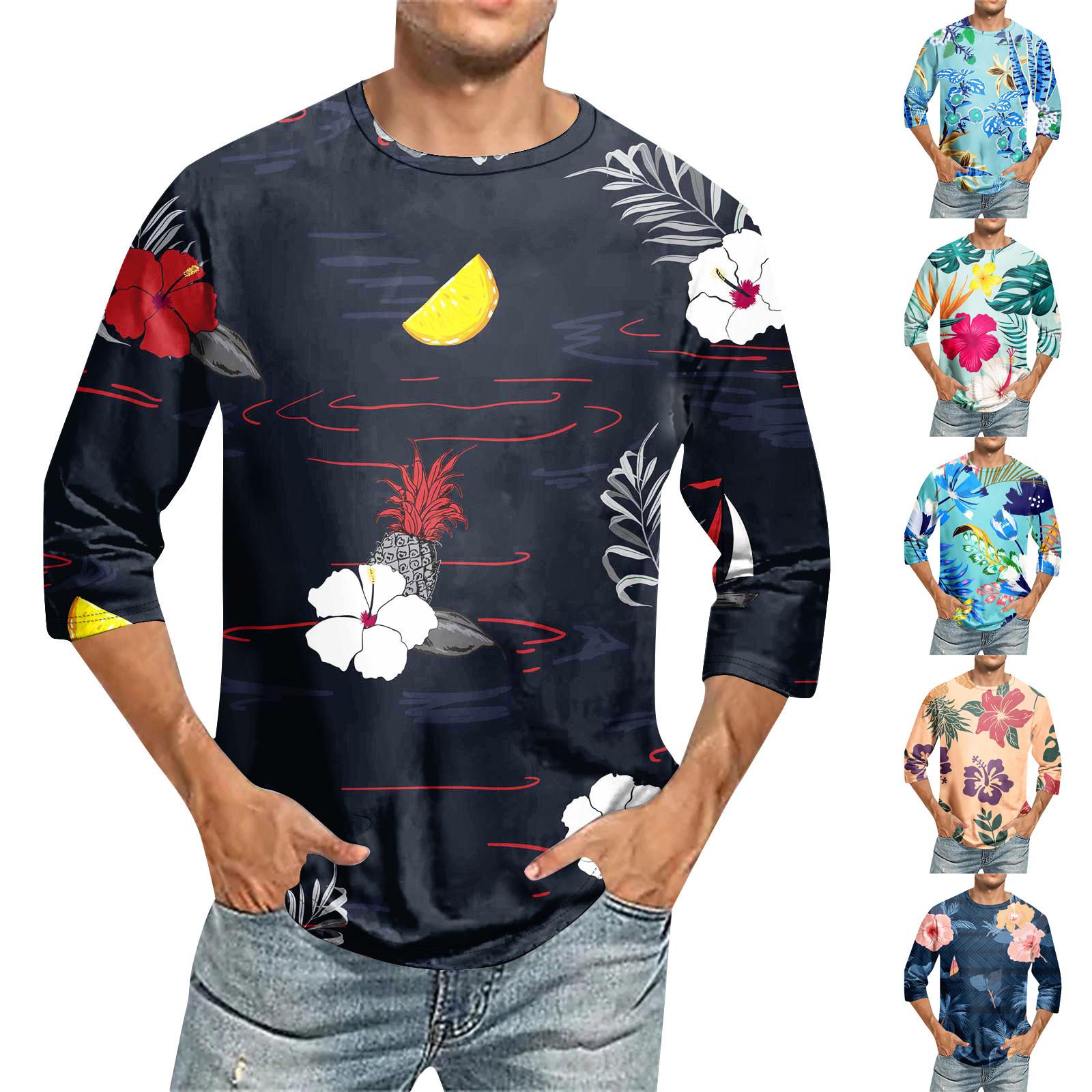 Vogue v Shoes Heren Ronde Hals Driekwart Mouw Top Casual Mode T-shirt XXXL