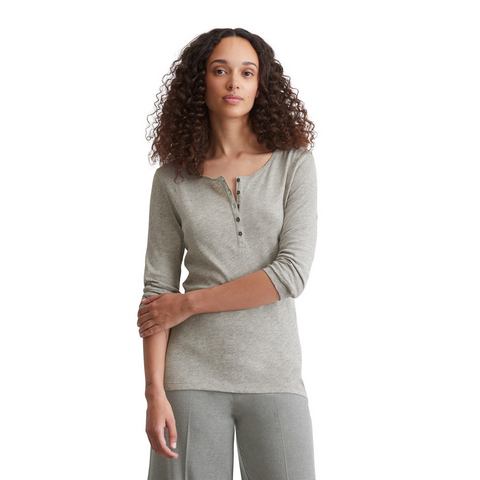 Marc O'Polo Henleyshirt Henley met grote ronde hals, kleine knoopsluiting