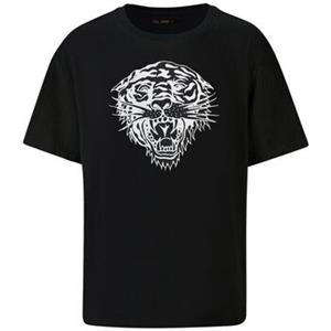 Ed Hardy T-shirt Korte Mouw  Tiger glow tape crop tank top black