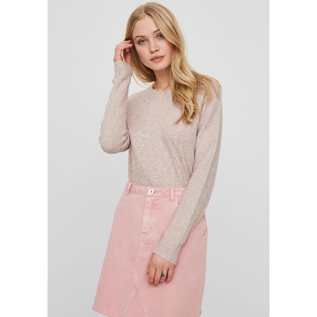 Vero Moda Trui met ronde hals VMDOFFY in gemêleerde look