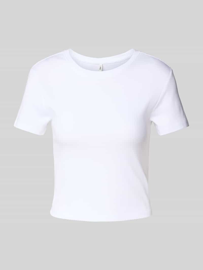 Only Shirt met korte mouwen ONLELINA S/S O-NECK SHORT TOP JRS NOOS