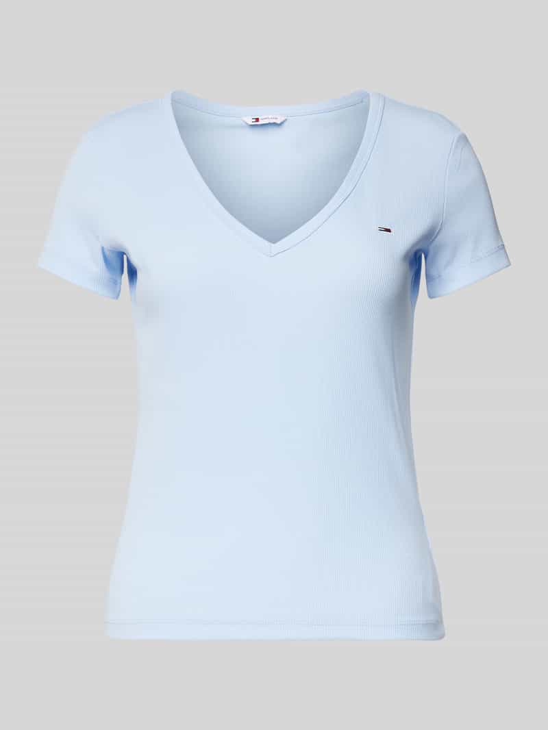 TOMMY JEANS T-shirt Slim Essential Rib V-Neck Rippshirt