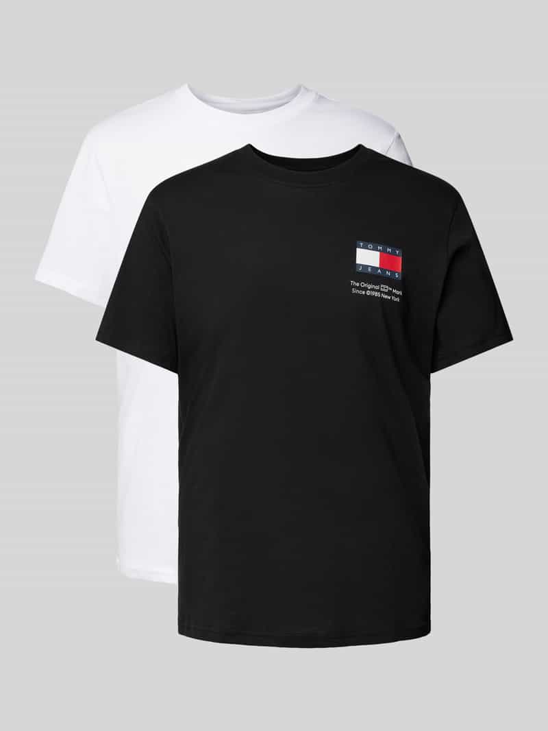 TOMMY JEANS T-shirt TJM SLIM 2PACK S/S FLAG DNA TEE met grote logoprint op borsthoogte (set, 2 stuks)