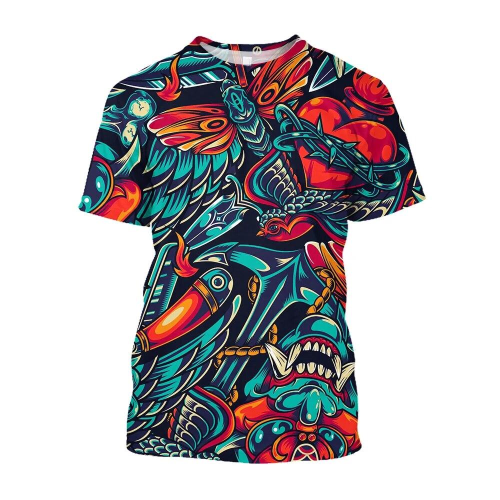 Chengyu Fun Animal Bird Gedrukt Heren T-shirts Cartoon Flamingo Grafische Tees Mode Kleding Casual Korte Mouw Streetwear Tops 4XL