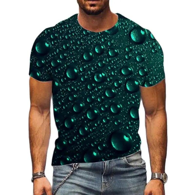 Chengyu Waterdruppel Heren T-shirt 3D Fashion Casual Ronde Hals Korte Mouw Tees Hip Hop Harajuku Gedrukt Streetwear Tops Asian size M