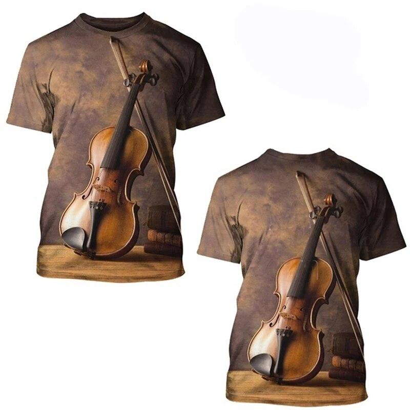 Chengyu Fashion Fun Gitaar Grafische T-shirts Voor Mannen Nieuwe Casual Trend Persoonlijkheid Harajuku Gedrukt Ronde Hals Korte Mouw Tops XXS