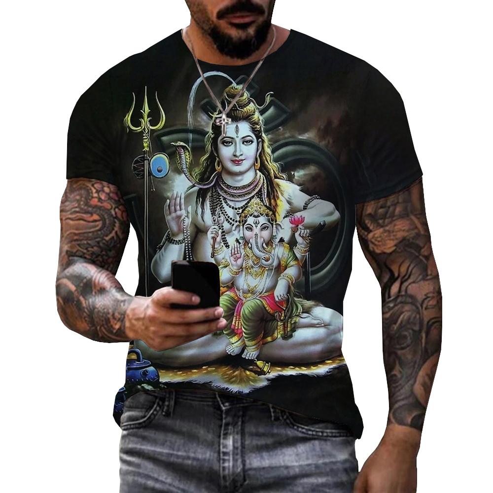 Chengyu Hindoe God Heer Shiva 3D Print T-shirts Hindoeïsme Vishnu Mannen Vrouwen Mode Oversized Korte Mouw T-shirt Kinderen T-shirts Tops Kleding 5XL