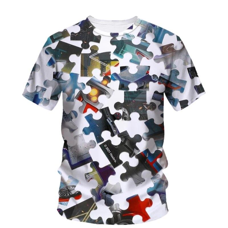 Chengyu Trend Nieuwe Leuke Splicing Games Grafische T-shirts Voor Unisex Casual Mode Persoonlijkheid Bedrukt Harajuku O-hals Oversized T-shirts XXS