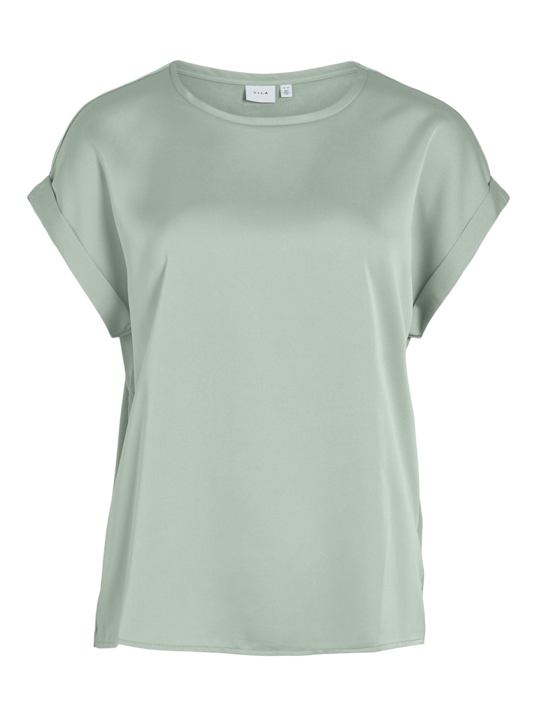 Vila viellette s/s satin top noos 14059563 silt green