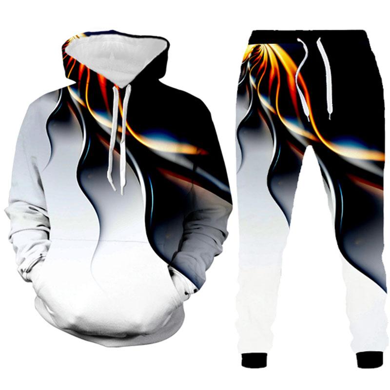 Nomi Herenmode Cool Lightning Print 3D Trainingspakken Crewneck Sweatsh S