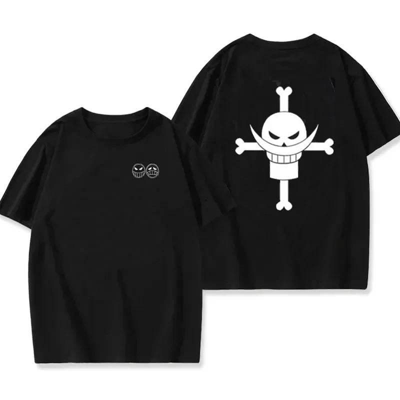 Limindong Nieuwe Pirate Ace Edward Newgate T-shirt Heren Dames Cosplay T-shirt Korte mouwen Tees Tops Japanse Anime Harajuku Kleding S wit