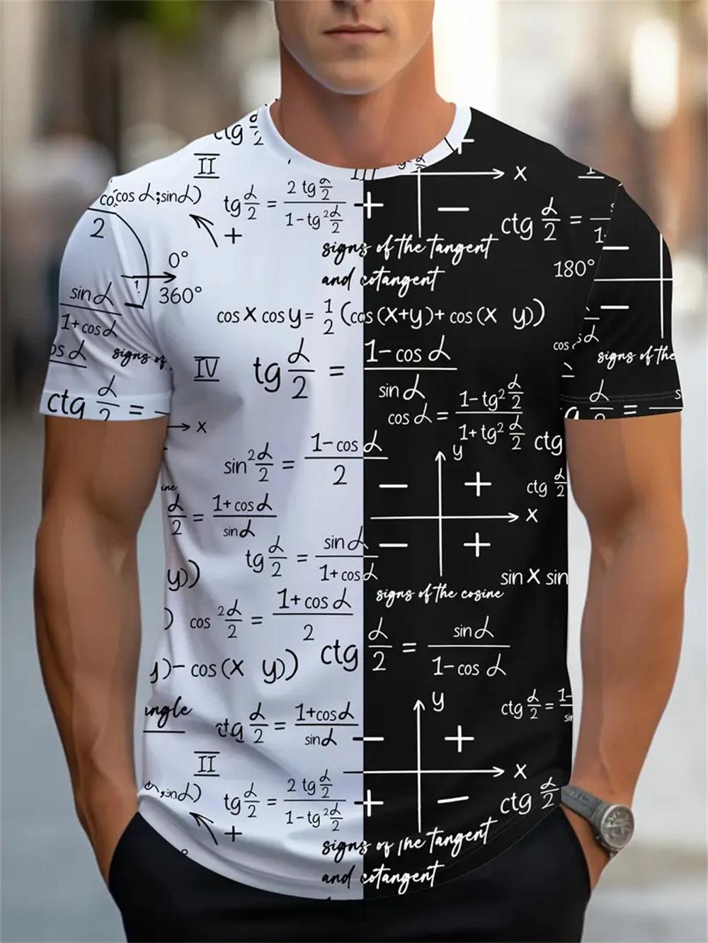 ETST 03 Zomer Nieuwe Mode 3D Wiskundige Formule Grafische T-shirts Trend Mannen Casual Straat Retro Stijl Bedrukt O-hals Korte Mouw T-shirts S