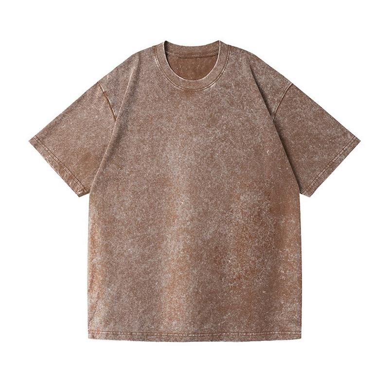 HerSight Heren katoenen T-shirt effen ronde hals korte mouw los T-shirt zomer vintage vakantie T-shirt voor mannen ademend lichtgewicht zacht pullover top S