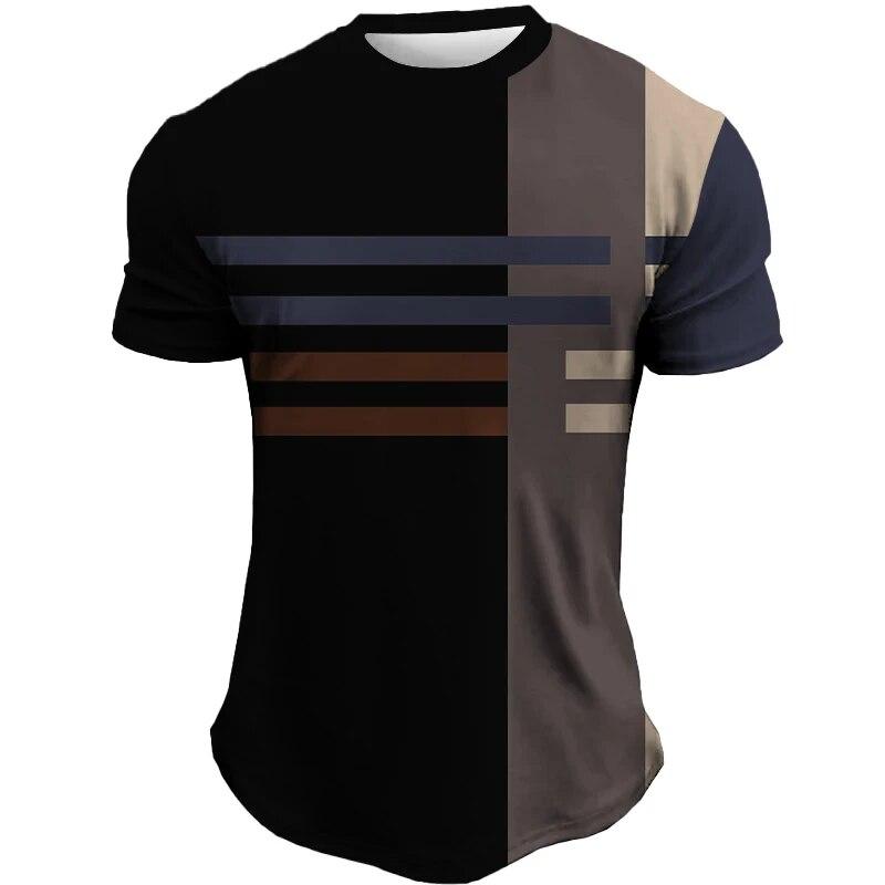 Chengyu Vintage T-shirt voor heren 3D-bedrukte tees Gestreepte korte mouw Zomer Herenkleding Retro klassieke blouse Oversized tops 2XL