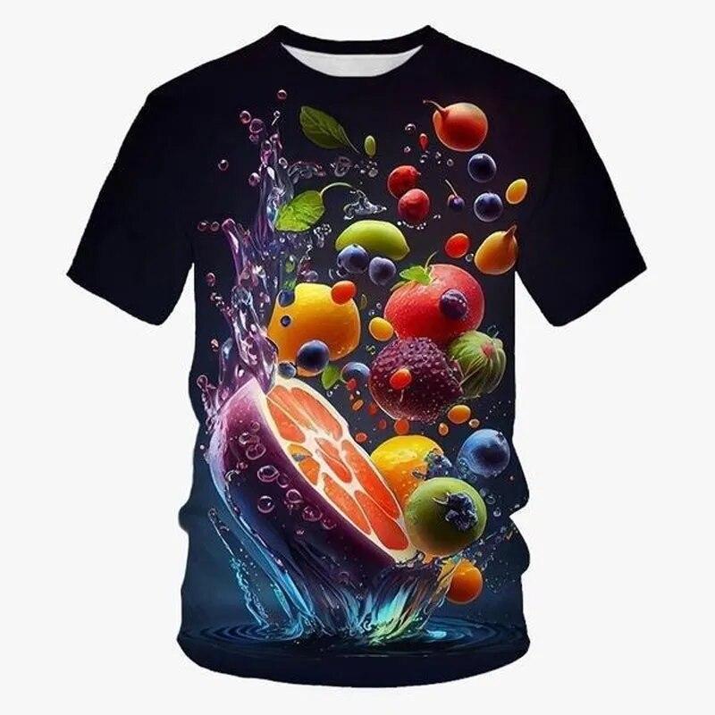 Chengyu Mode Creatieve Nieuwe Fun Fruit grafische t-shirts Voor Unisex Trend Casual Hip Hop Street Style Gedrukt Ronde Hals Dagelijkse T-stukken XXS