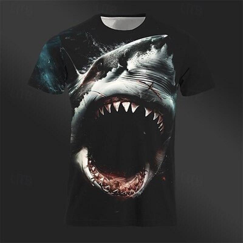 Bobby 2 Grafische Animal Shark Daily Designer Retro Vintage Heren 3D Print T-shirt Tee Tee Top Sport Buiten Vakantie Uitgaan T-shirt Korte Mouw S