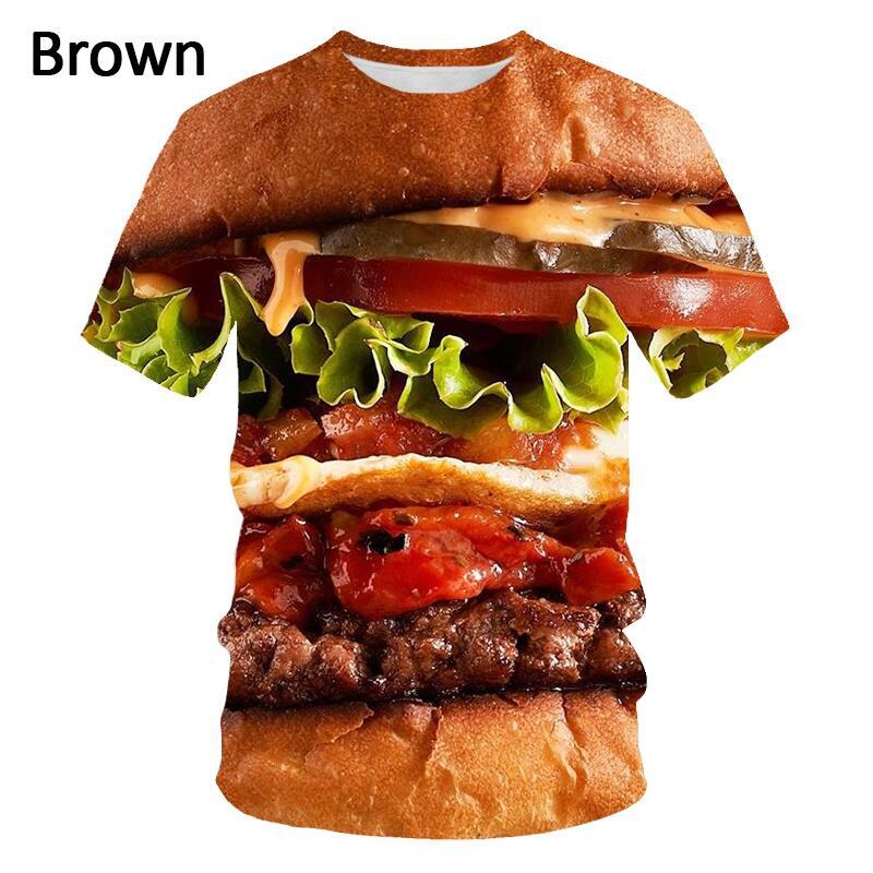 Forever Men Zomer Korte Mouw Food Burger Heren T-shirt 3D Digitaal Bedrukte Korte Mouw T-shirts S