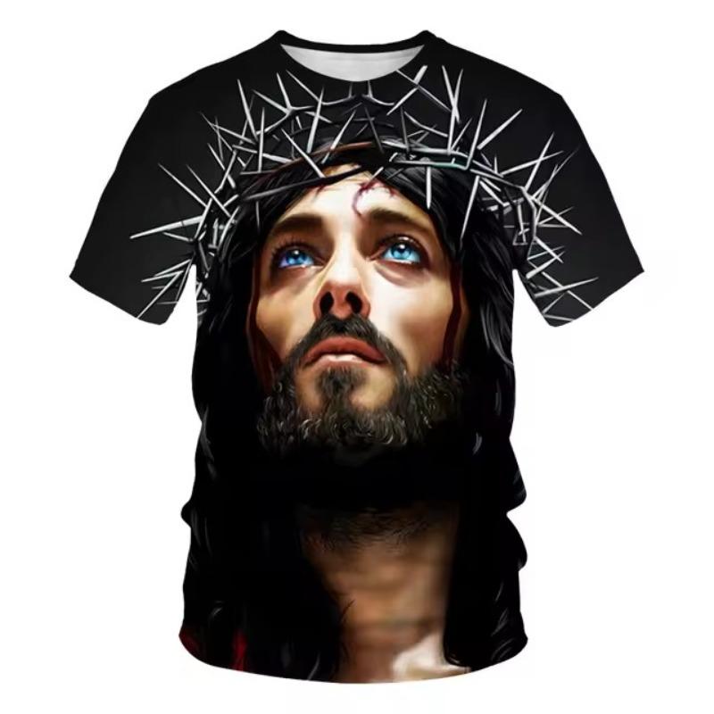 Forever Men Vintage Heren T-shirt Jezus Christus Kruis T-shirts Man Zomer Streetwears Heren Oversized T-shirts Hiphop Casual Kleding Tops Tee S