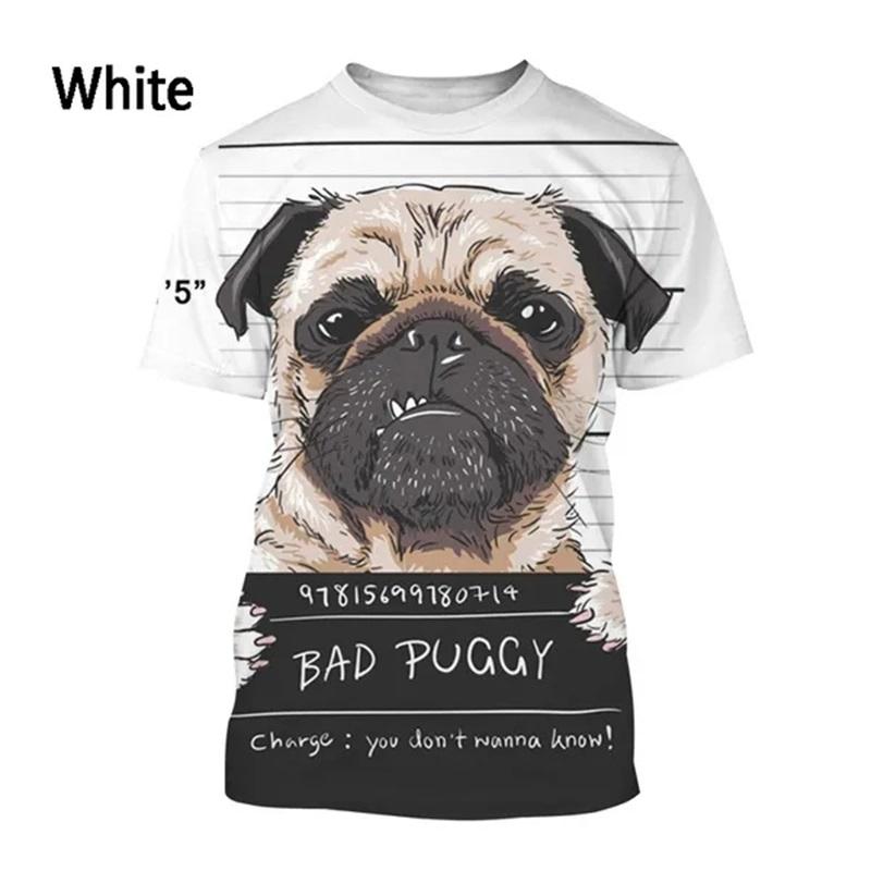 Chengyu Mode 3D-geprinte heren mopshond grafische T-shirts Casual korte mouwen oversized dieren T-shirt Grappige T-shirts Camisa Masculina 4XL