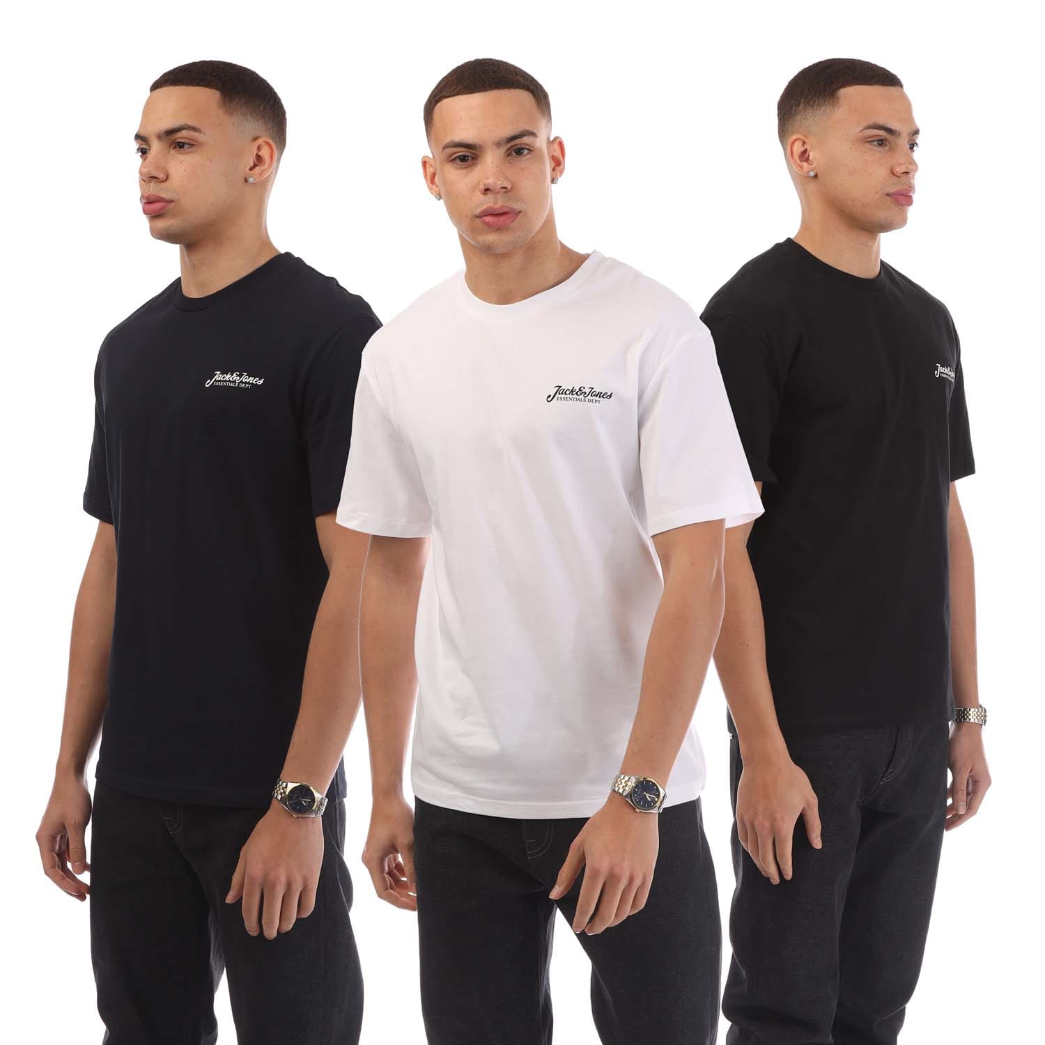Jack & Jones Shirt met ronde hals JJBEAU TEE SS FRONTPRINT 3PK MP (set, 3-delig)