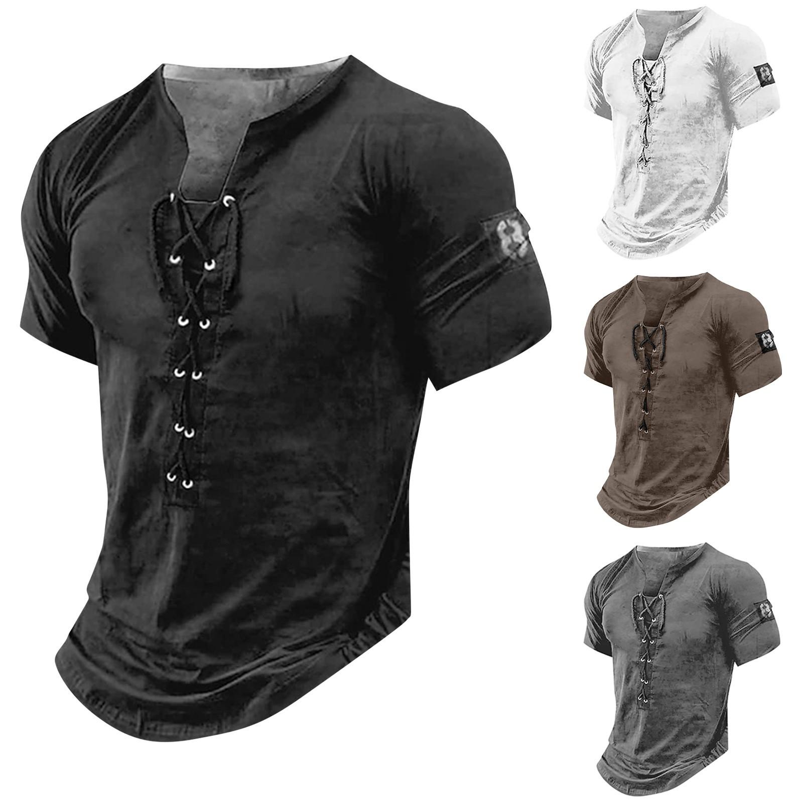 Niubiplus Grafisch en geborduurd mode-T-shirt voor heren met korte mouwen, lente en zomer, bedrukt met korte mouwen XL zwart