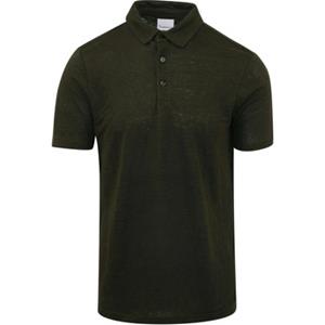 Knowledge Cotton Apparel T-shirt  Poloshirt Linnen Donkergroen