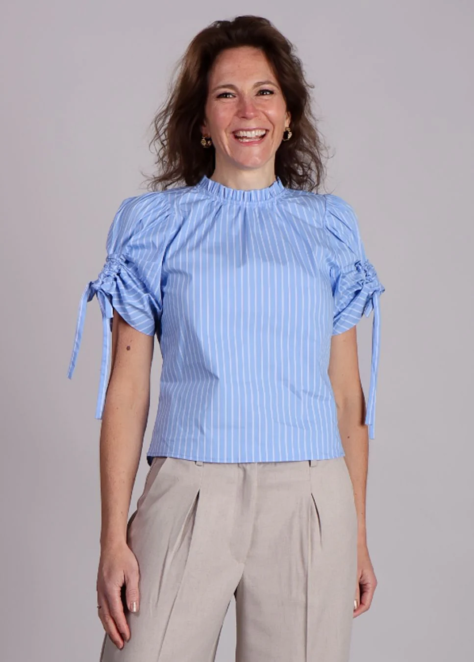 Co'Couture Diviacc puff ss blouse gestreept