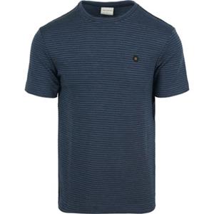 No Excess T-shirt crewneck velvet stripes deep blue