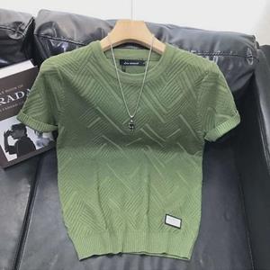 VantaGoods Trendy heren slim-fit jacquard gebreide trui met binnen-T-shirt - lichtgewicht, kort mouwen ontwerp L zwart