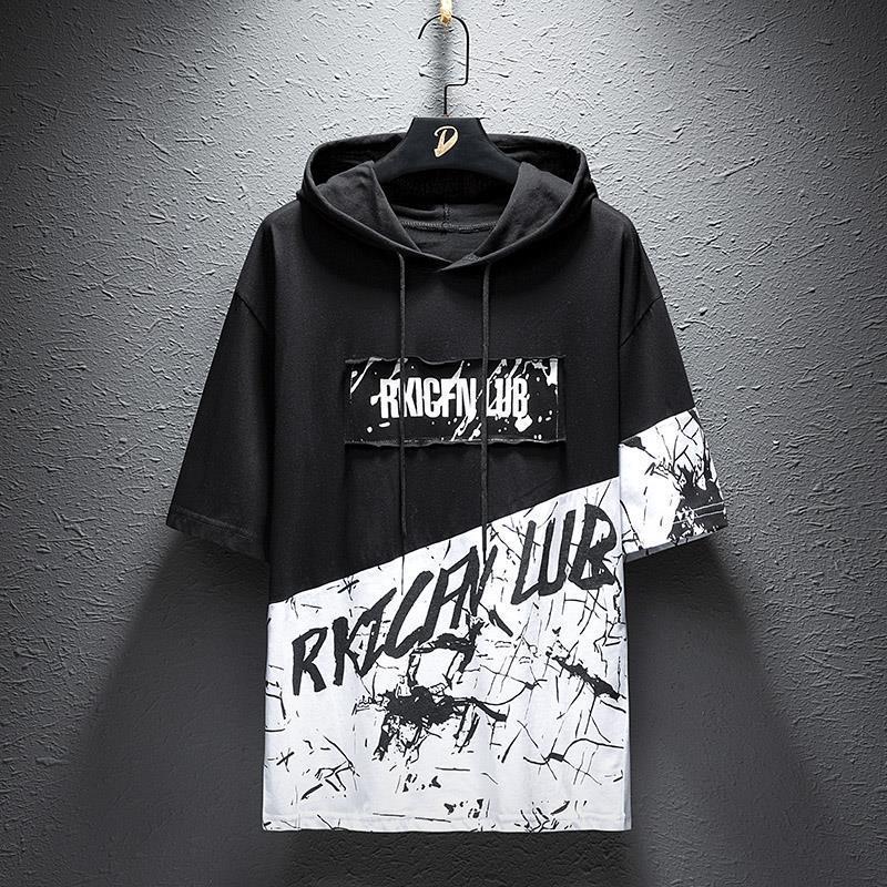 VantaGoods Heren Trendy Hooded Zomer T-shirt - Losse Pasvorm, Korte Mouwen XL
