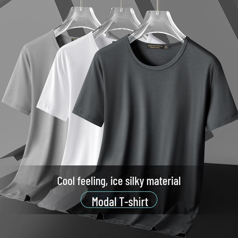 VantaGoods Heren 2024 Summer Ice Silk Sneldrogend Ademend T-shirt met korte mouwen, ronde hals, grote maten. XL