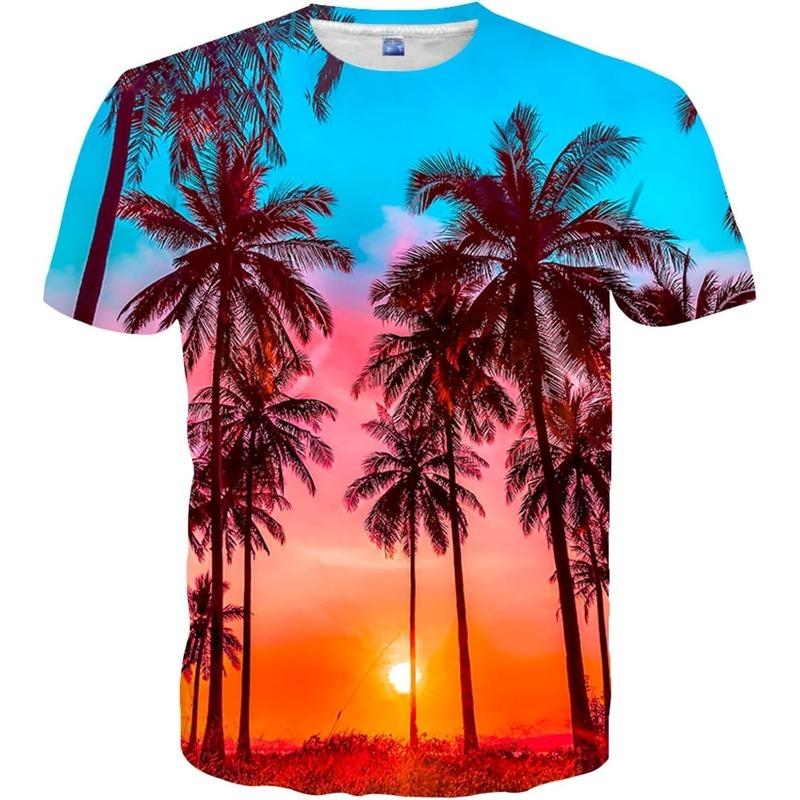 ETST 03 Mode Kust natuurlijke landschap grafische t-shirts Zomer stijl 3D Print Mannen t-shirt Casual Interessante korte mouwen t-shirts Tops S