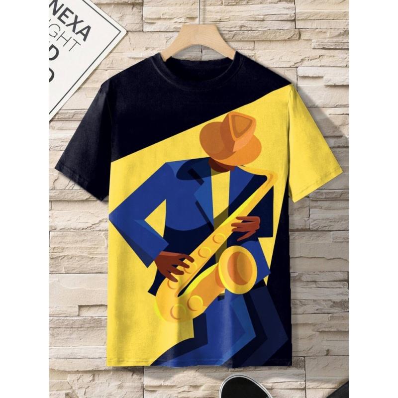 ETST 007 Heren T-shirt Zomer T-shirt Casual Korte Mouw Top O Hals T-shirt Losse Micro Elasticiteit Retro Mode Ademende Herenkleding S