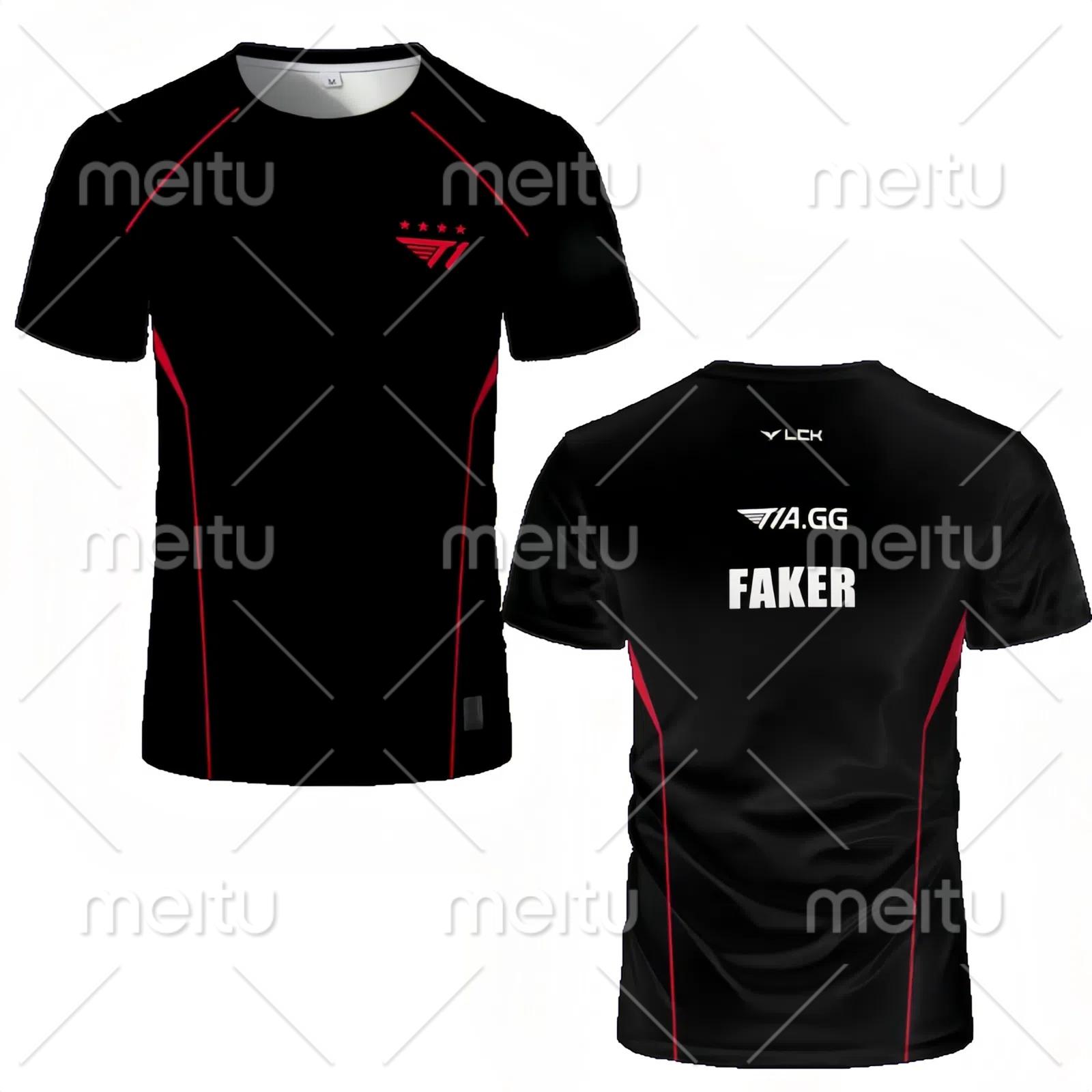 Xuhaijian02 2025 League Of Legends SKT T1 Uniform T-shirt LOL Esports Faker Jersey T-shirt ZEUS Sport Game Team Heren Jongen Wedstrijdkleding Tops S