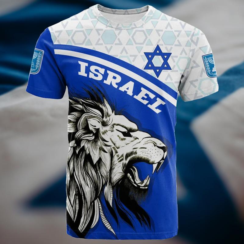 Wengy 2 Mode Israël Nationaal Embleem Vlag 3D Print T-shirt Voor Heren Kleding Dagelijks Casual Straat Hip Hop O-hals Korte mouwen Tops S