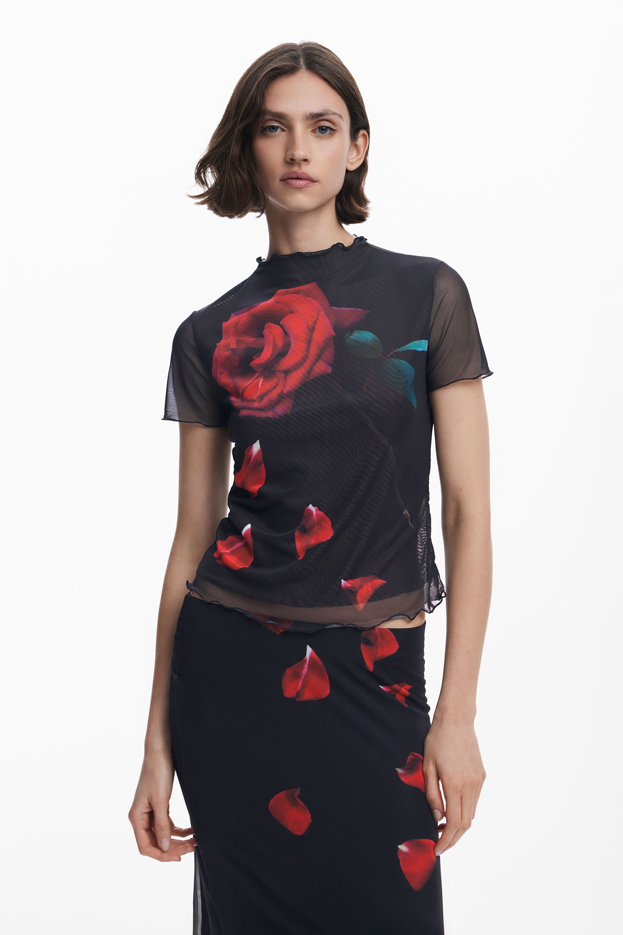 Desigual Tyler McGillivary bloemen T-shirt - BLACK