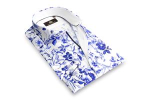 Circle of Gentlemen Manuel allover print overhemd in stretch kwaliteit