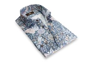 Circle of Gentlemen Mojiz linnenhemd print multicolor blauw/grijs