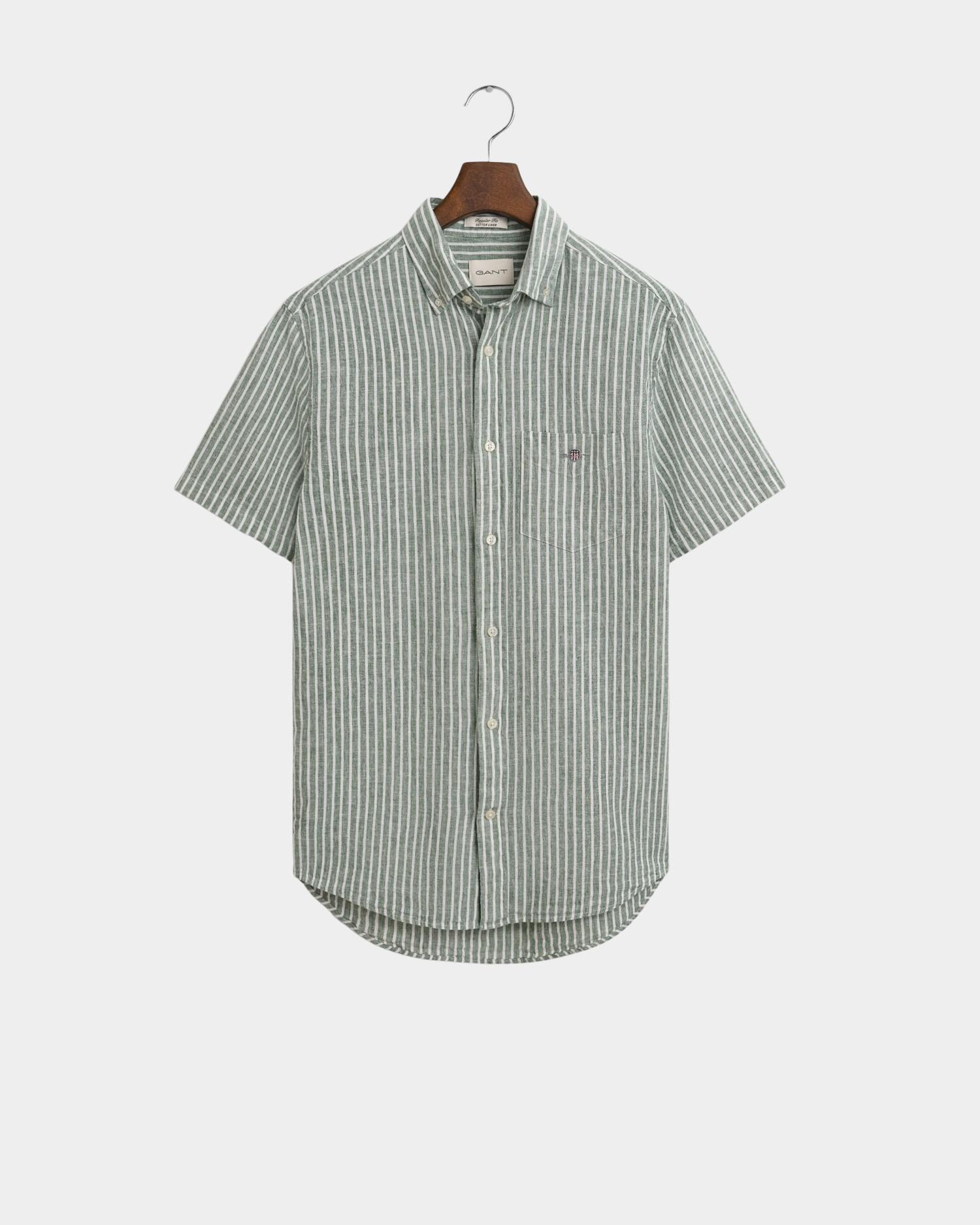 Gant Casual hemd korte mouw reg cotton linen stripe ss sh 3250039/318