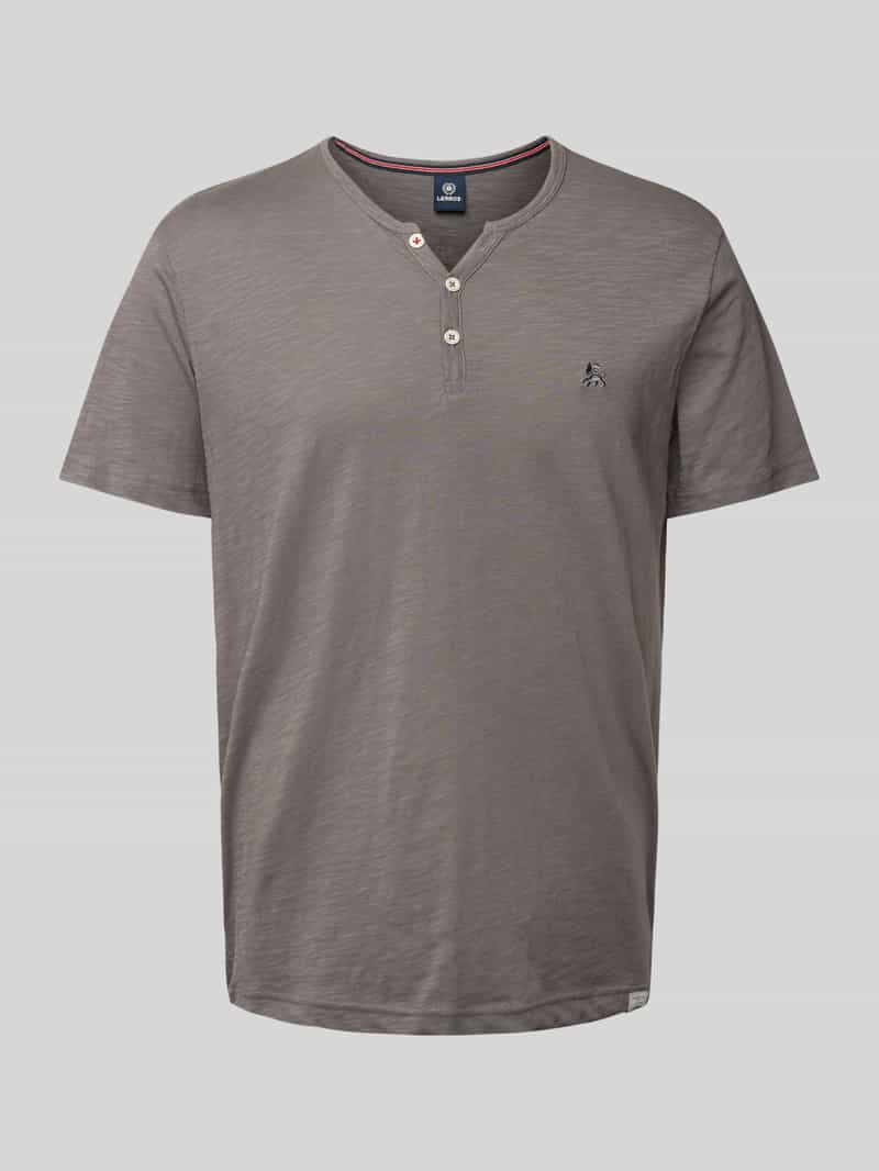 Lerros Henleyshirt  serafino-shirt in effen structuurstof