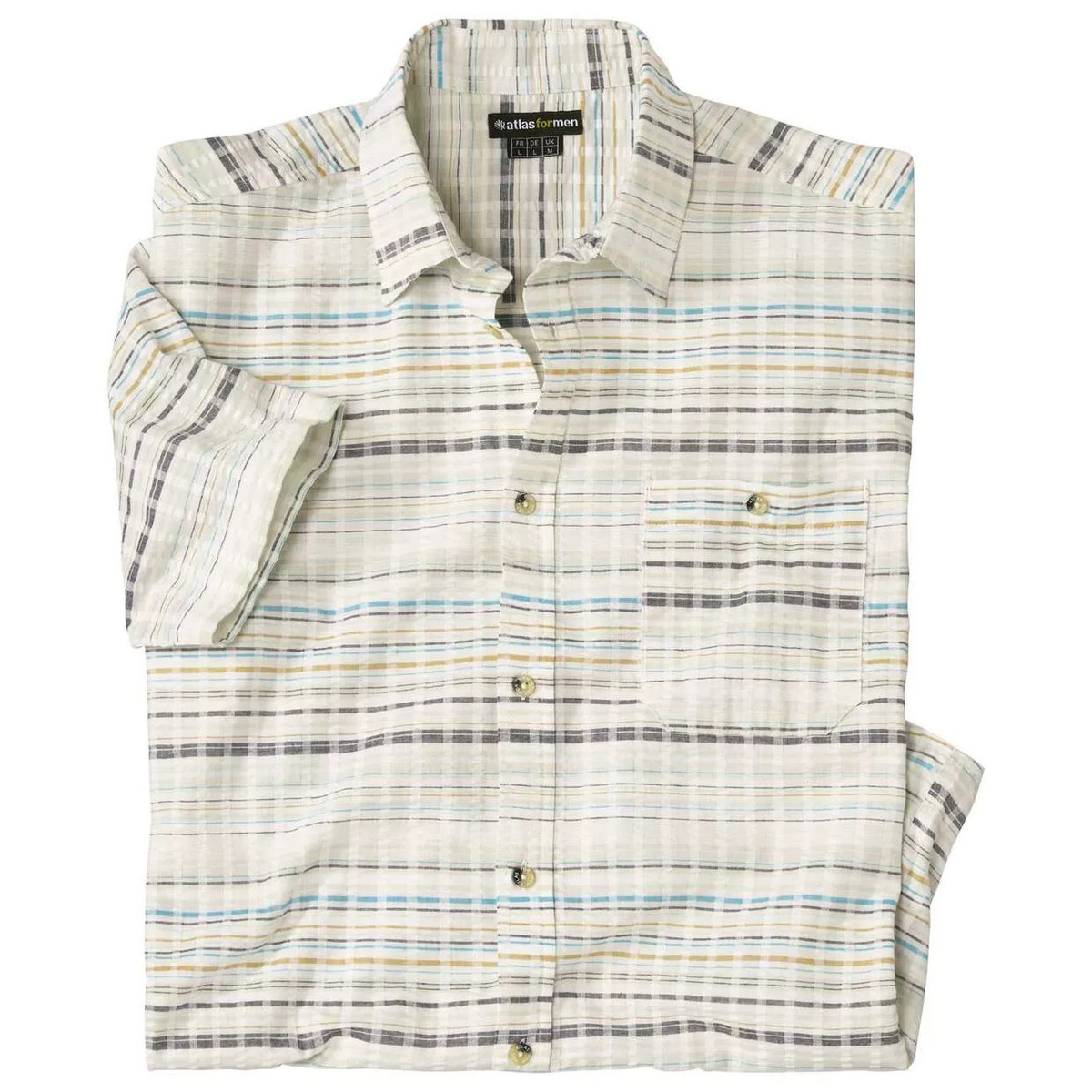 Atlas For Men Heren gestreept wafeloverhemd