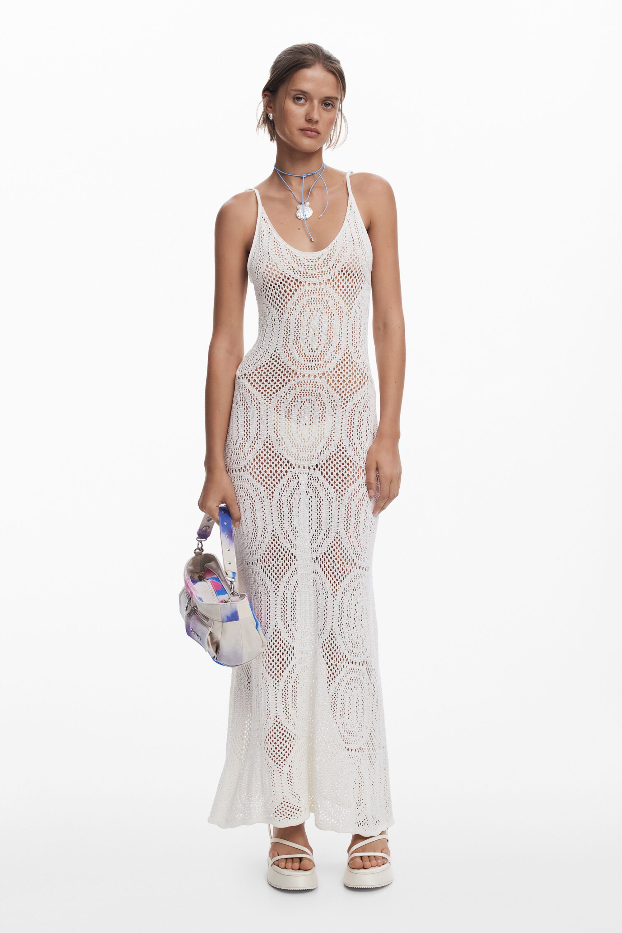 Desigual Gehaakte jurk met bandjes - WHITE