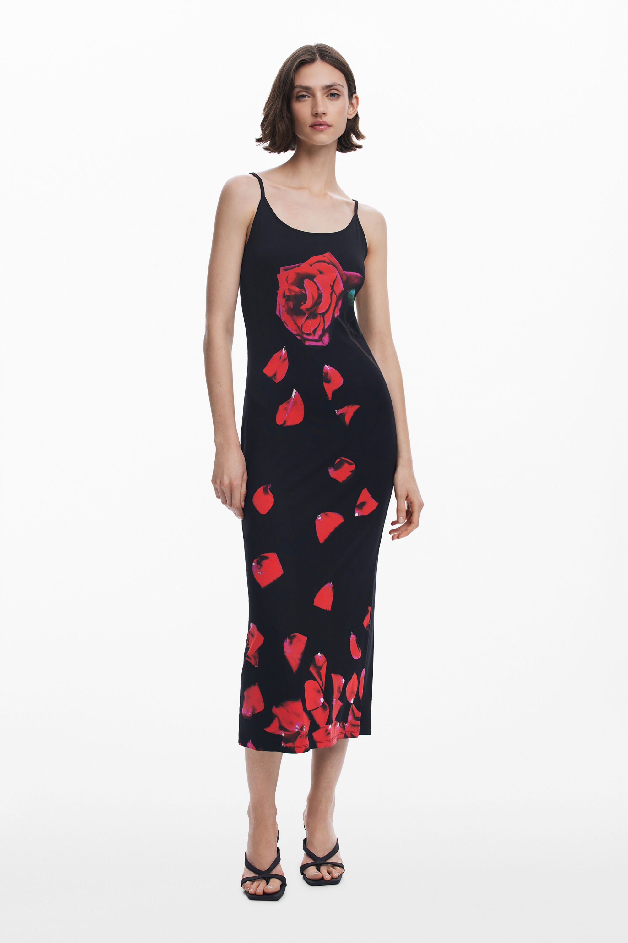 Desigual Midi-jurk met bloemen Tyler McGillivary - BLACK