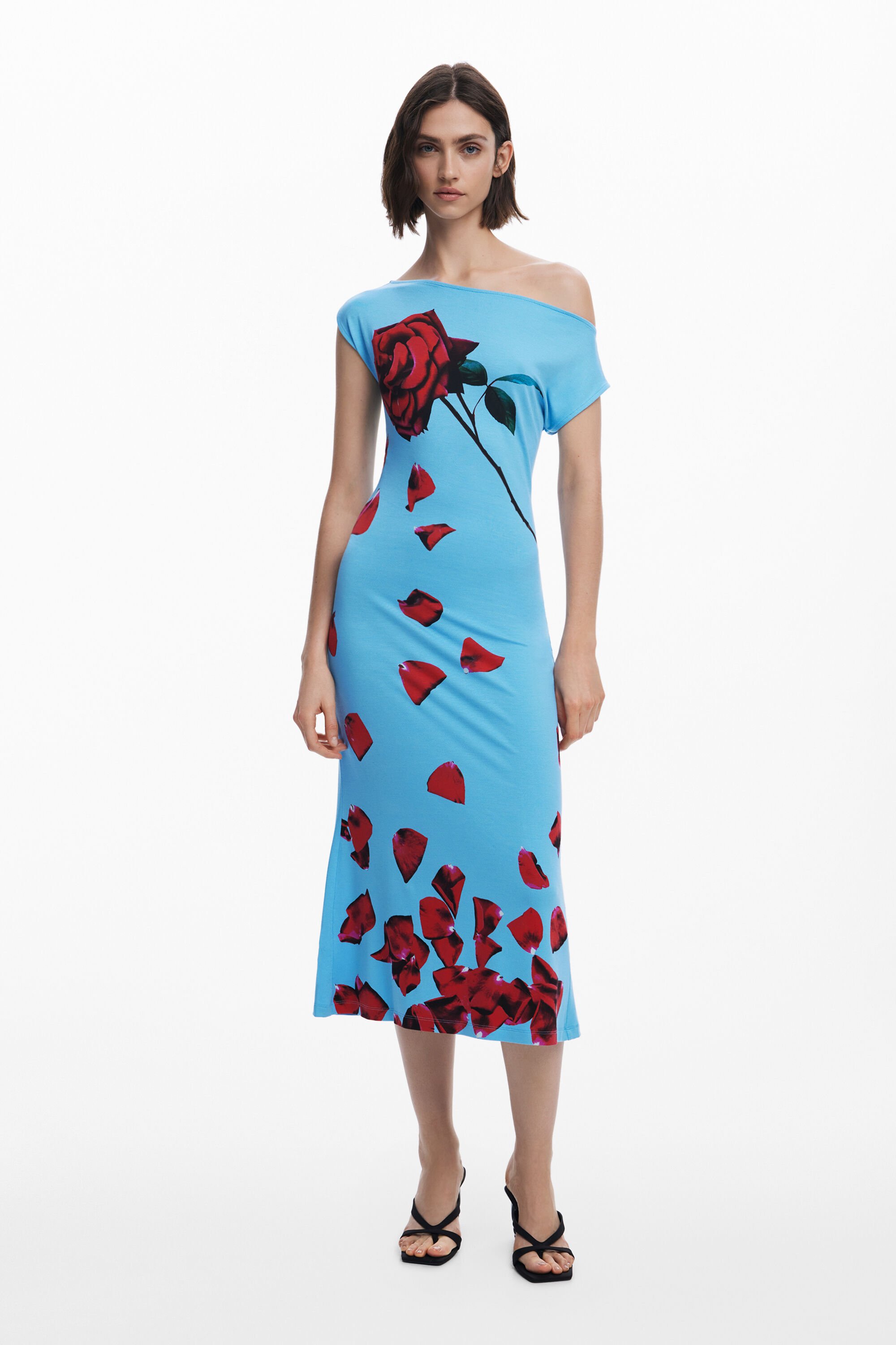 Desigual Bardot-jurk met bloemblaadjes Tyler McGillivary - BLUE