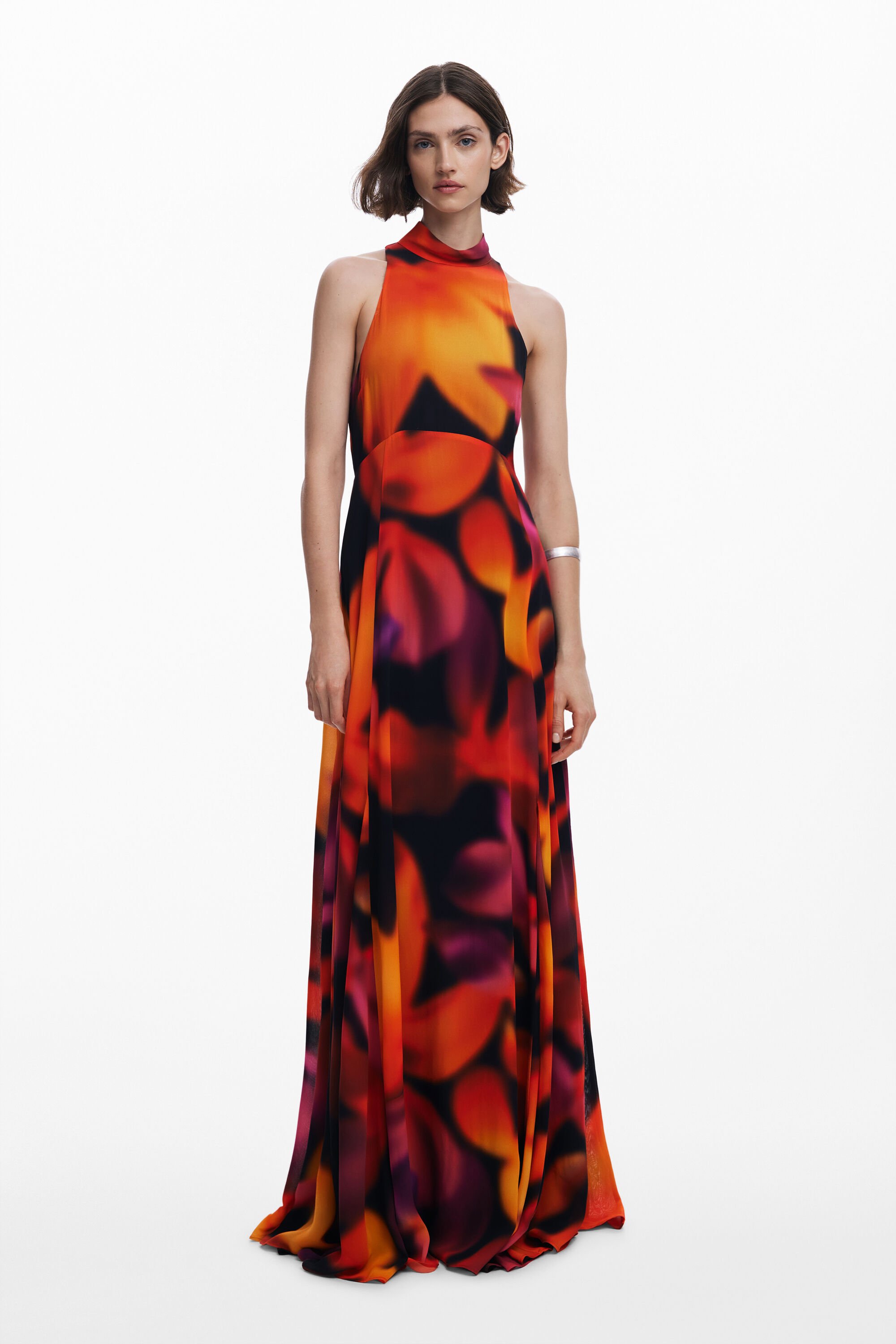 Desigual Lange halterjurk met bloemen - MATERIAL FINISHES