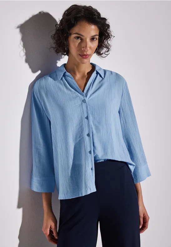 STREET ONE Gekreukte blouse met 3/4-mouwen