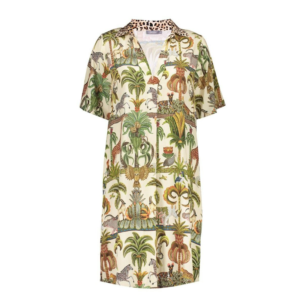 Geisha dress animal jungle 57395-70 530 green/off-white